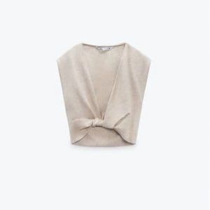 Zara Linen Beige Crop Top